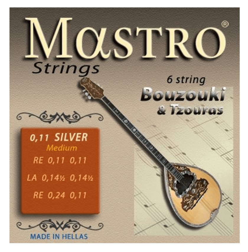 Mastro 6-string Bouzouki & Tzouras Silver - 011 Medium Set